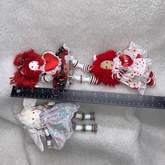 Vintage 3 Shelf sitters wooden bodies button limbs Valentines Day Easter Bunny - Picture 11 of 11